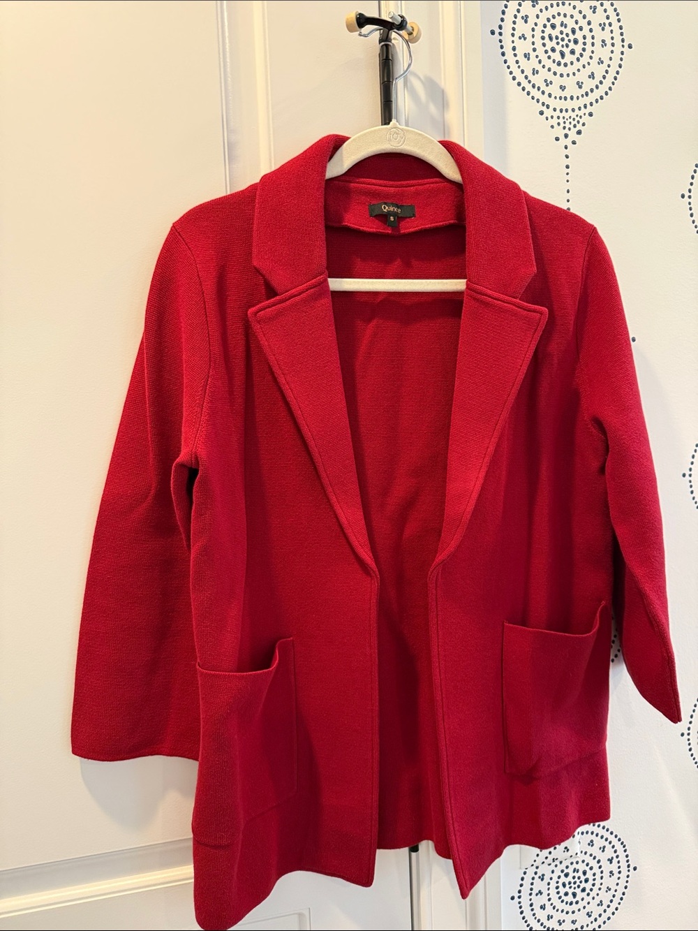 Quince Red Open-Front Women's Cotton Blazer